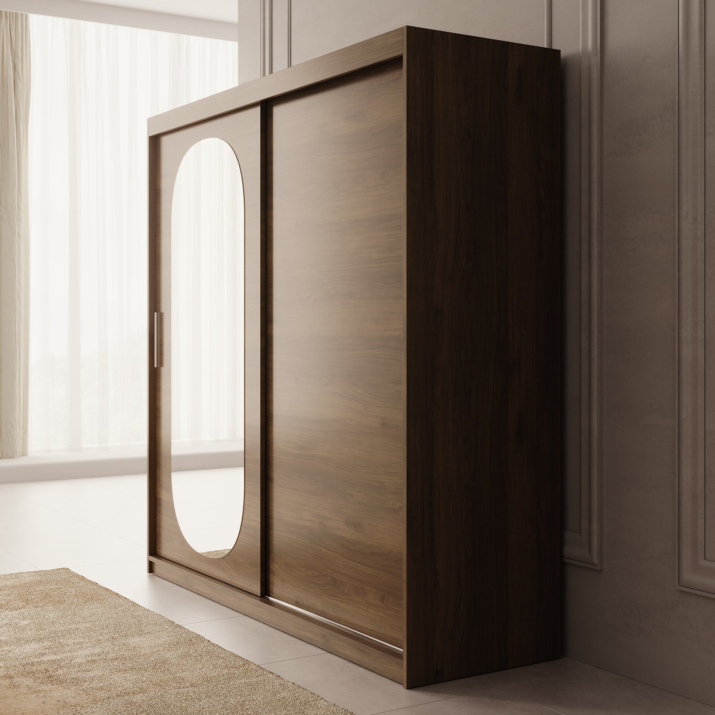 Bodhi - Kledingkast met schuifdeuren - Walnootpatroon - 200x62x200 cm