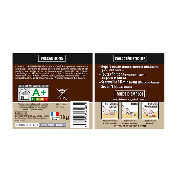 Enduit de lissage bois clair Sintobois 1kg