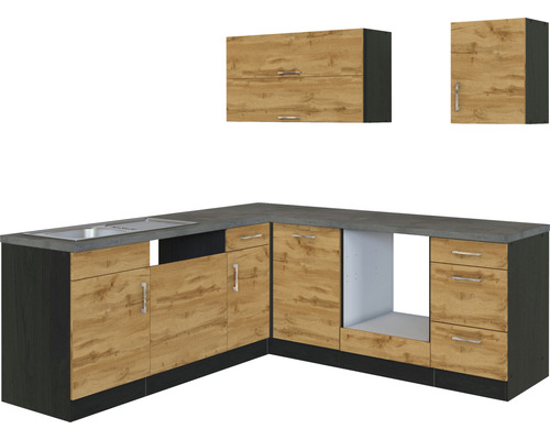 Held Furniture hoekkeuken zonder apparatuur Sorrento 210 cm eiken mat gedemonteerd omkeerbaar model 1014.6282