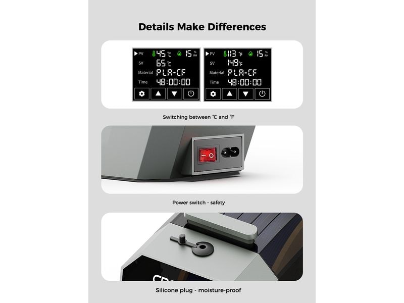 Creality Filament Trockenbox Space Dryer Pi Filament-Box mit LCD-Touch-Screen zum Wärmen und Trocknen