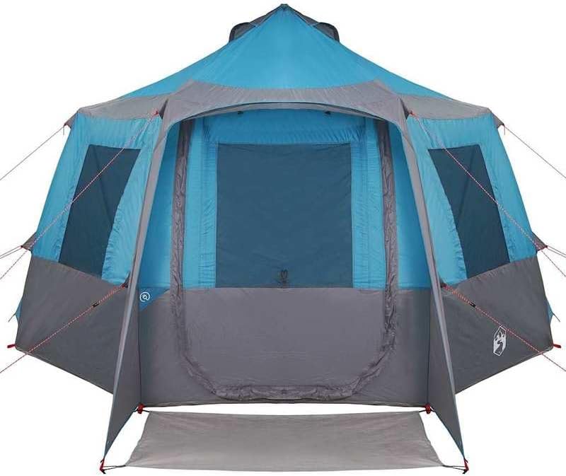 Pavillon-Rahmen Hütten-Zelt 405 x 405 cm mit Dach - Blau/Grau - 185T Polyester mit PU-Beschichtung - Wetterfest & Langlebig für Garten, Camping & Outdoor