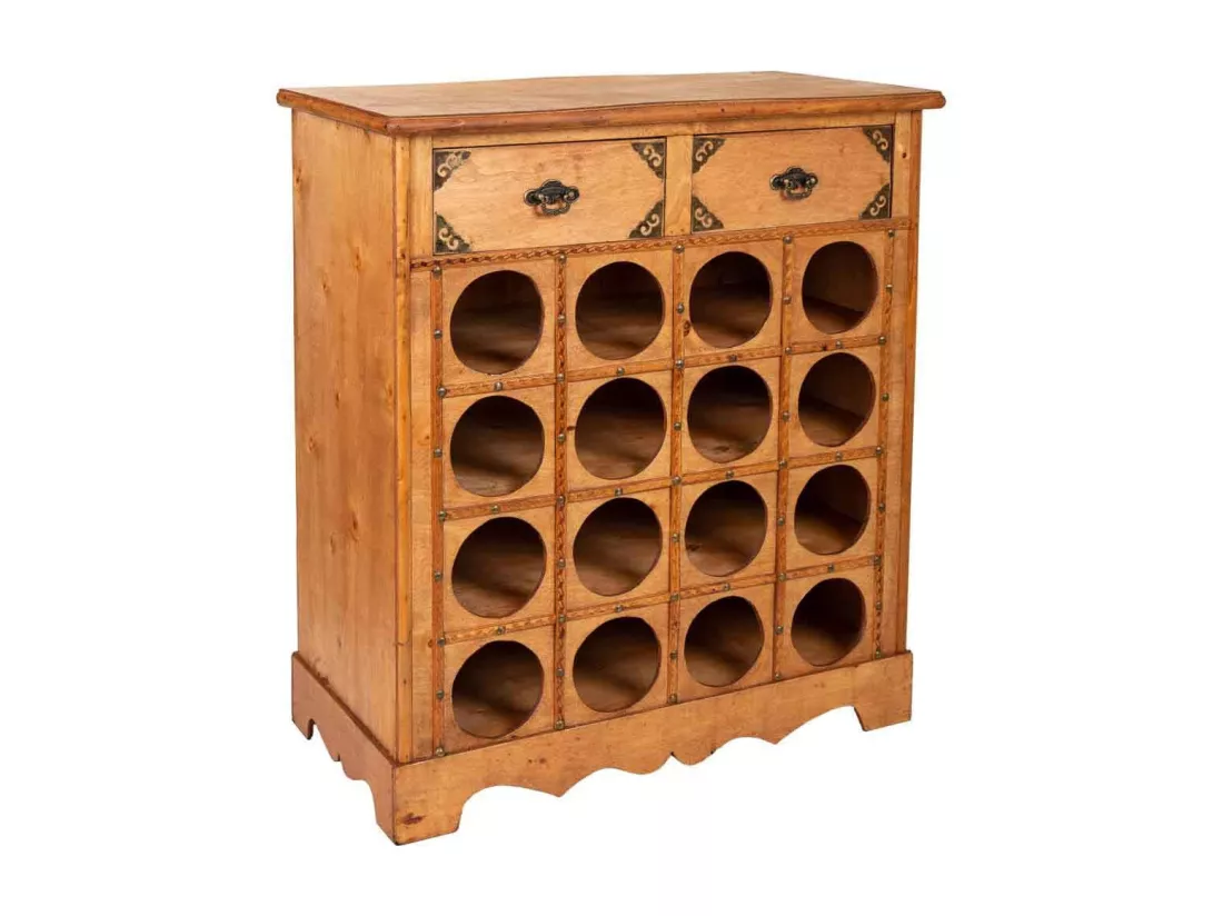 Casier à bouteilles en bois couleur miel 63x31x69.5h