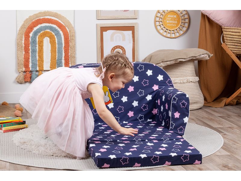 Knorrtoys Kindersofa «Star blue pink» Ausklappbares Kindersofa
