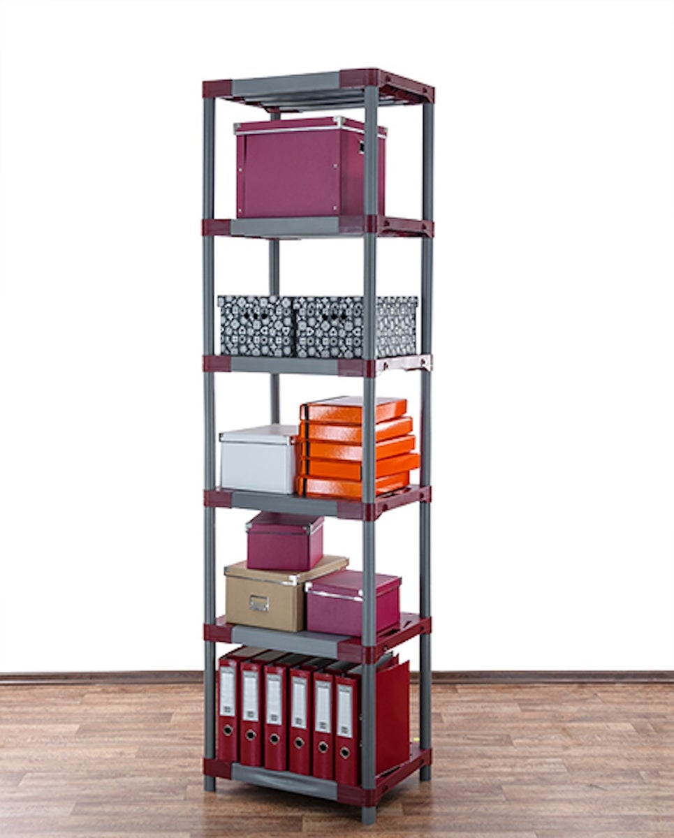 PROREGAL Plastic Plank Big Grey Bear Extra Hoog HxBxD 220 x 60 x 46 cm Plank Draagvermogen 160 kg Grijs/Rood