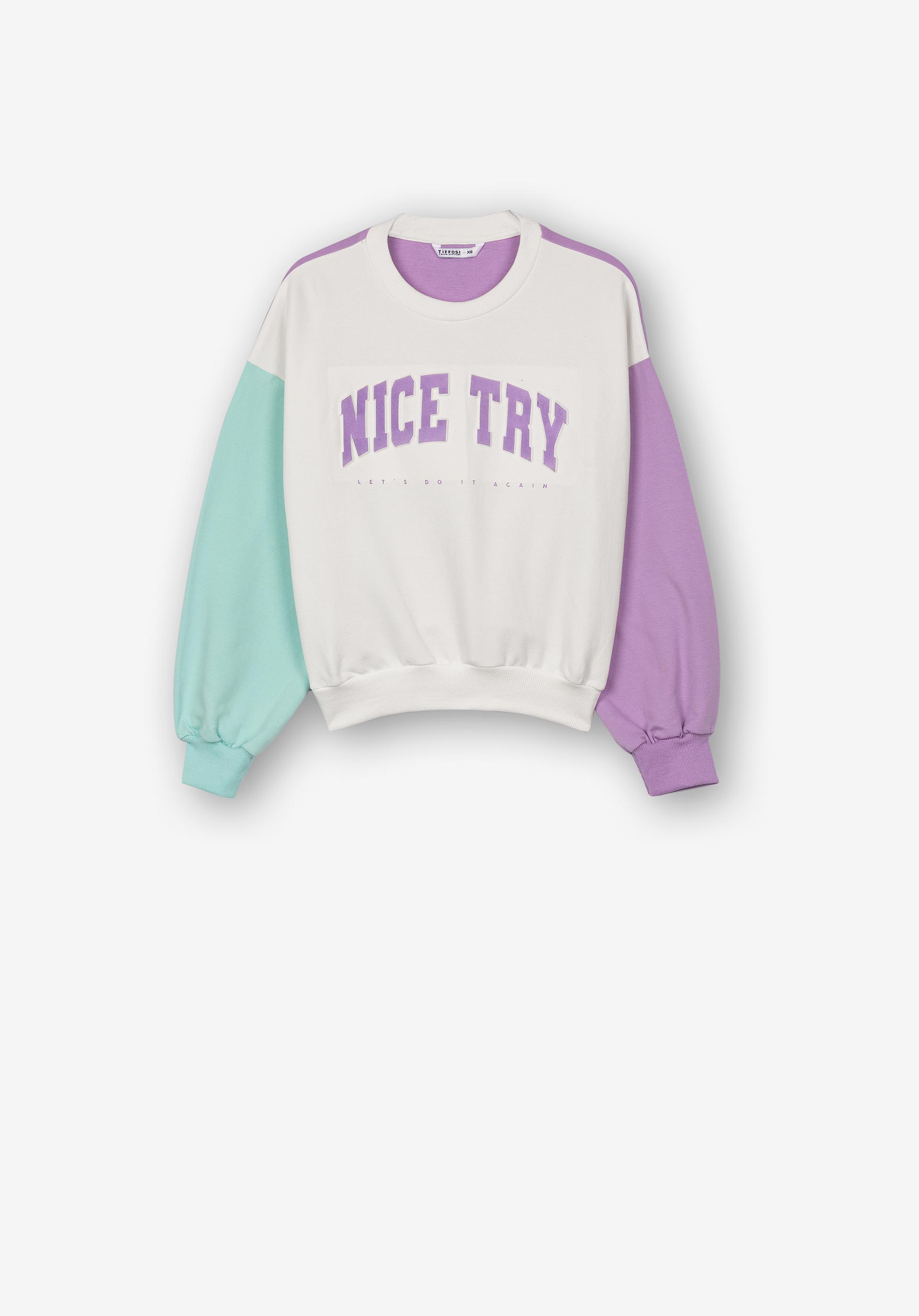 Sweatshirt Tricolor Texto com Relevo