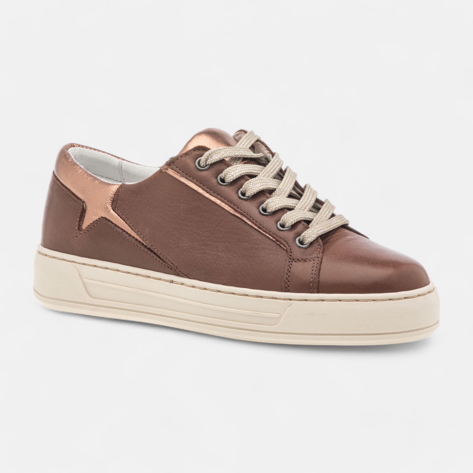 Baskets basses Femme en cuir cognac