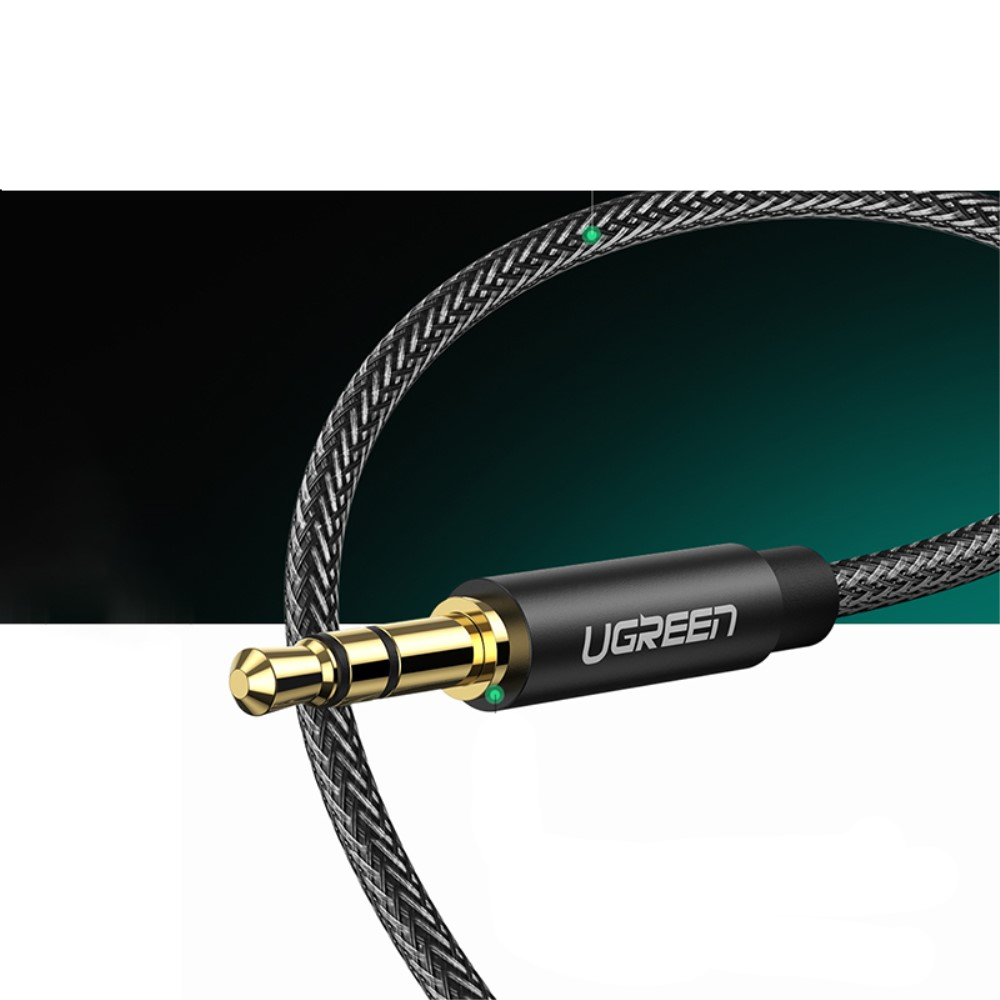 (21cm) Y-Splitter 2x 3.5mm Klinke Audio Stecker Stereo AUX Nylon Verlängerungskabel - Schwarz