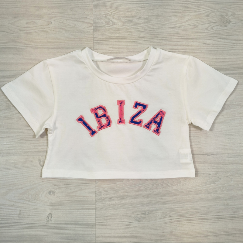 Ibiza white top - Blue/pink