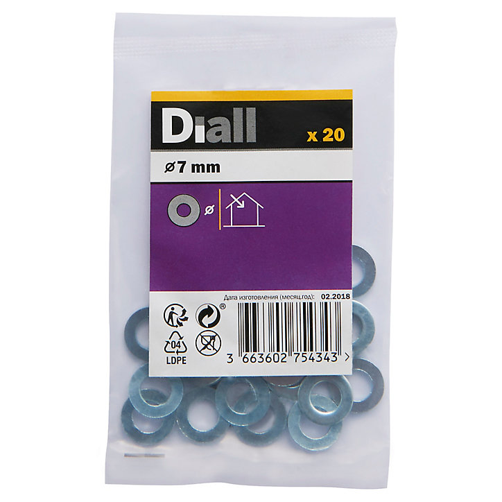 Rondelles plates standard en acier au carbone ø 7mm - 20 pièces