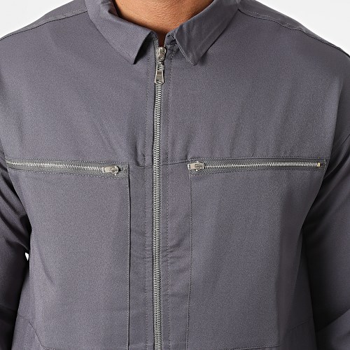 Ensemble Veste Zippée Et Pantalon Cargo KL-2093 Gris Anthracite