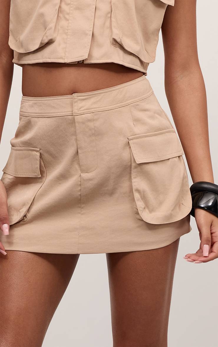 Taupe Ensemble Jupe Mini Style Utilitaire