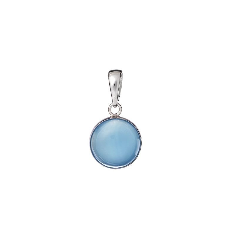 PENDENTIF AGATE BLEUE ARGENT RHODIE