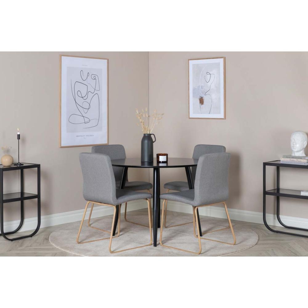 Chaise en acier imitation bois et gris mace (lot de 2)