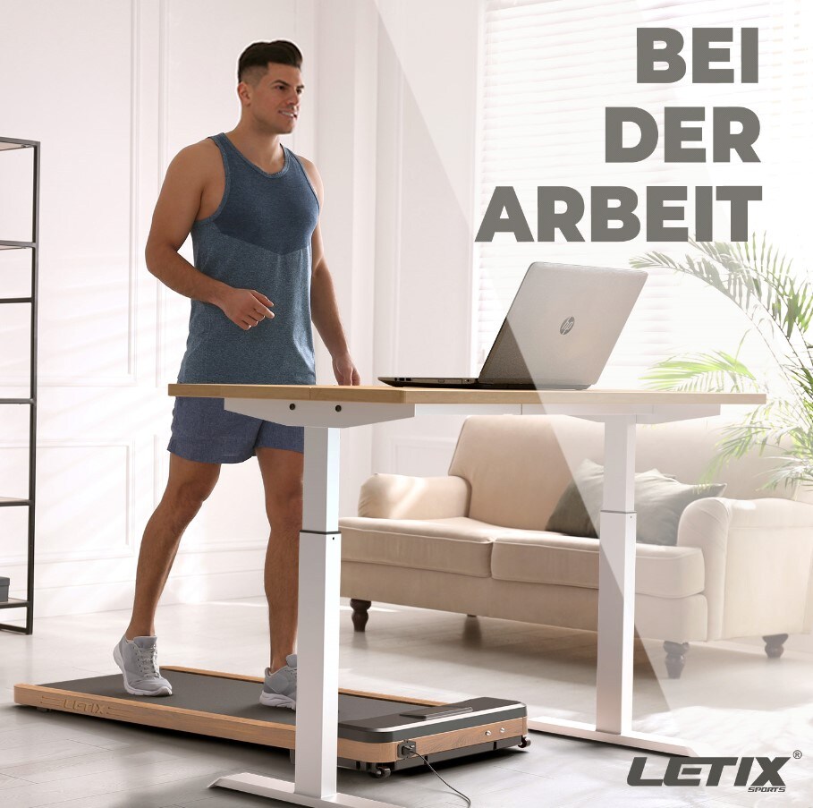 LETIX Elektrisches Laufband DeskWalk für zu Hause oder Büro, LCD-Display Motorisiertes Fitnessgerät, Schreibtisch Heimtrainer - Holz Optik - versch. Ausführungen