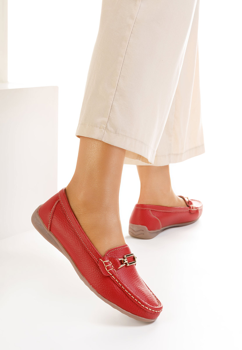 Mocassins femme en cuir rouges Celetina