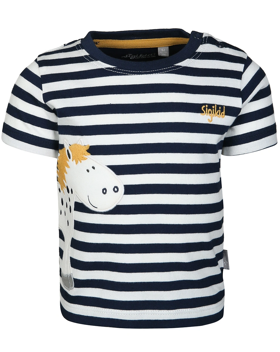 T-Shirt KLEINES PONY gestreift in weiß/dunkelblau