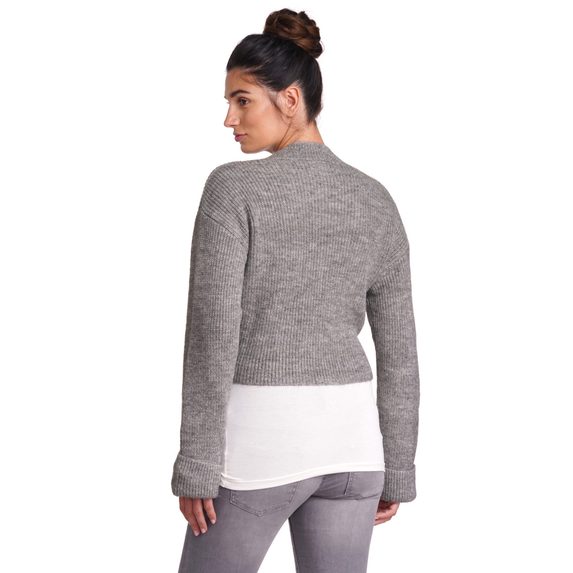 Gina Mama Damen Umstands-Pullover cropped grau