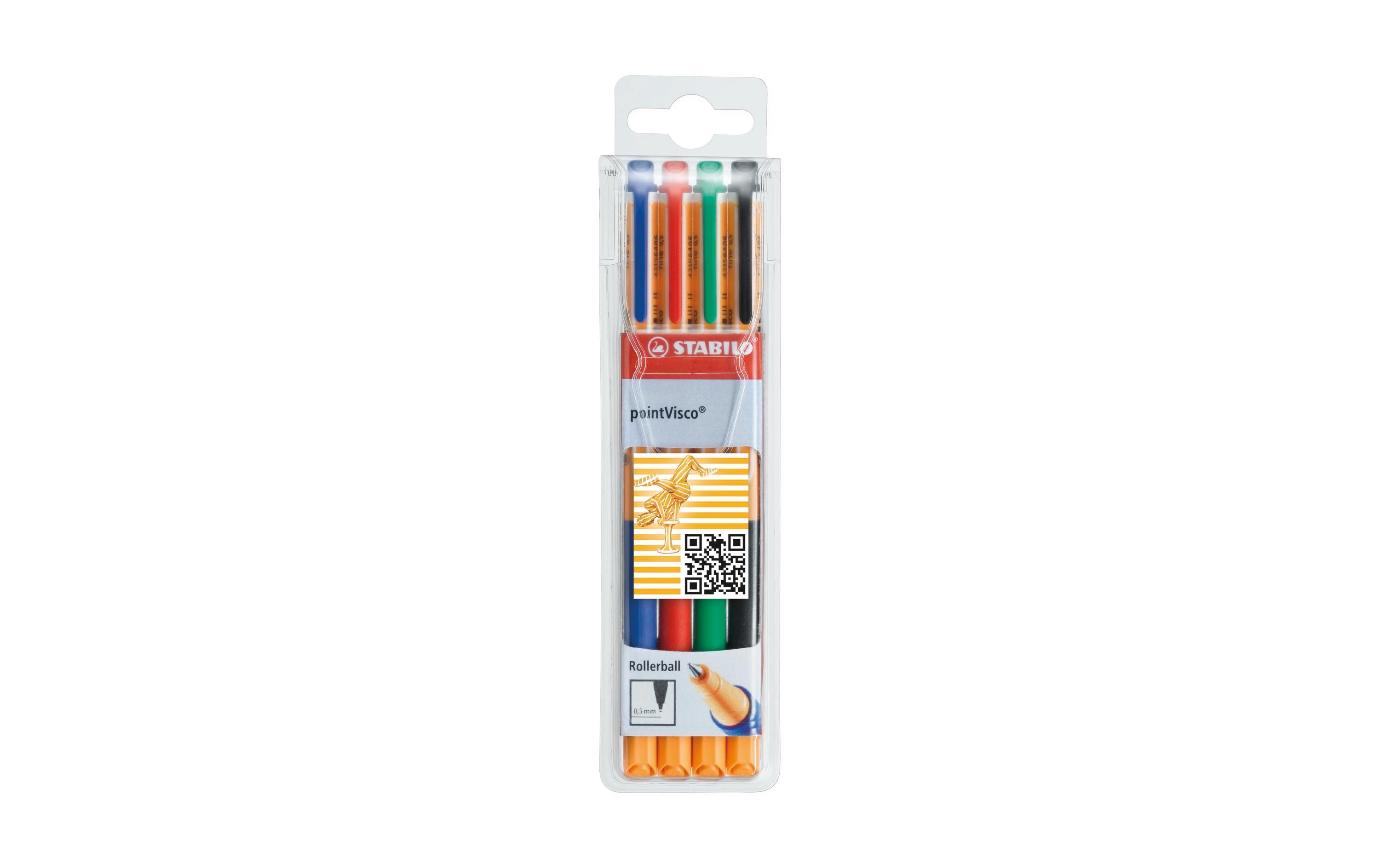 Rollerball Visco Gel-Rollerball 0.5 mm, 4er EtuiTintenroller mit innovativer Gel-Formel