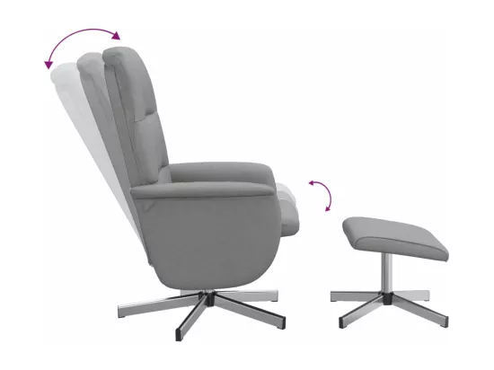 Fauteuil inclinable avec repose-pied gris clair tissu