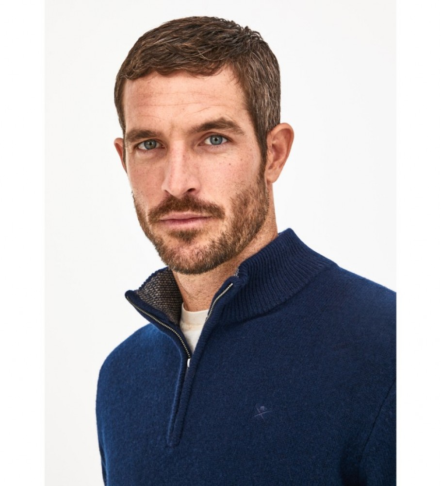 Hackett Jersey Lambswoo Hzip Navy