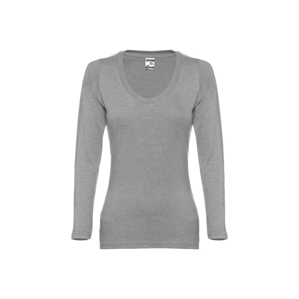 TH Clothes 30126 - T-shirt ceinturé à manches longues pour femmes en coton