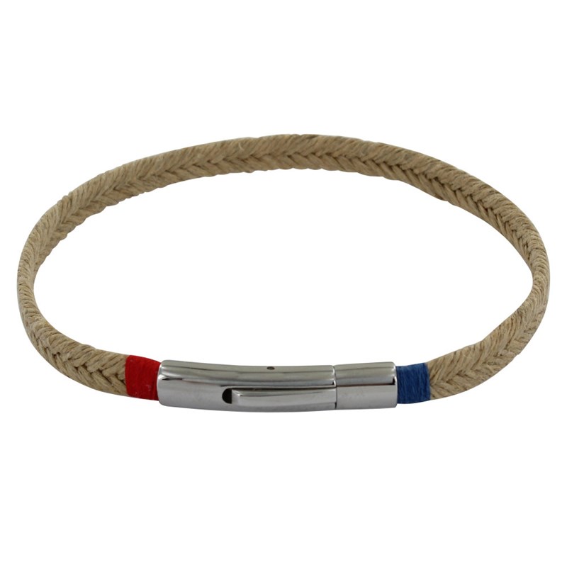 Bracelet Homme Tresse en Jute Fil Bleu et Rouge - taille 19 cm