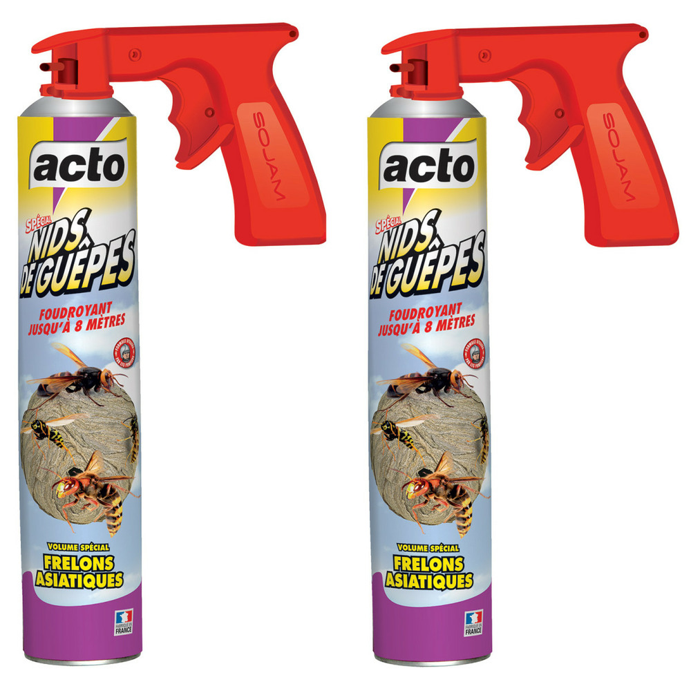 Lot de 2 aérosol acto spécial nids de guepes - efficacité professionnelle - volu