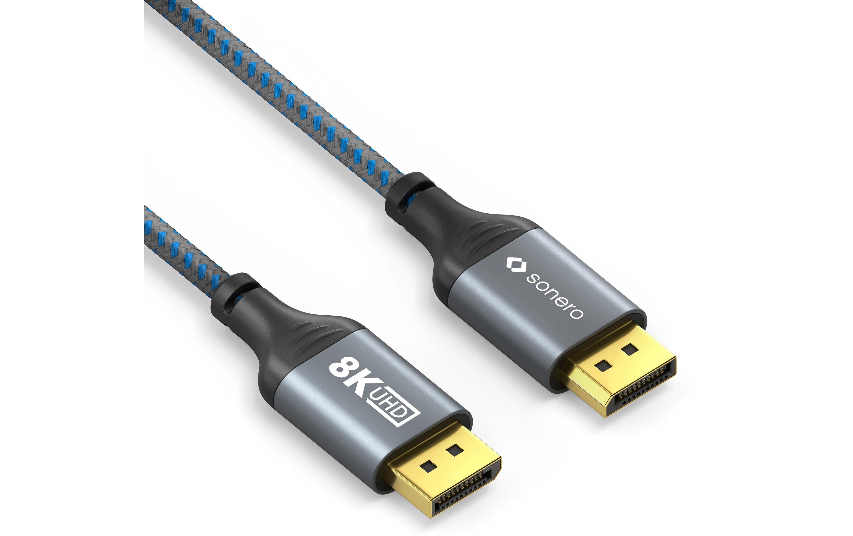 Kabel 8K DisplayPort - DisplayPort, 1 mDisplayPort auf DisplayPort Kabel - 8K60 - grau/blau - 1.00m