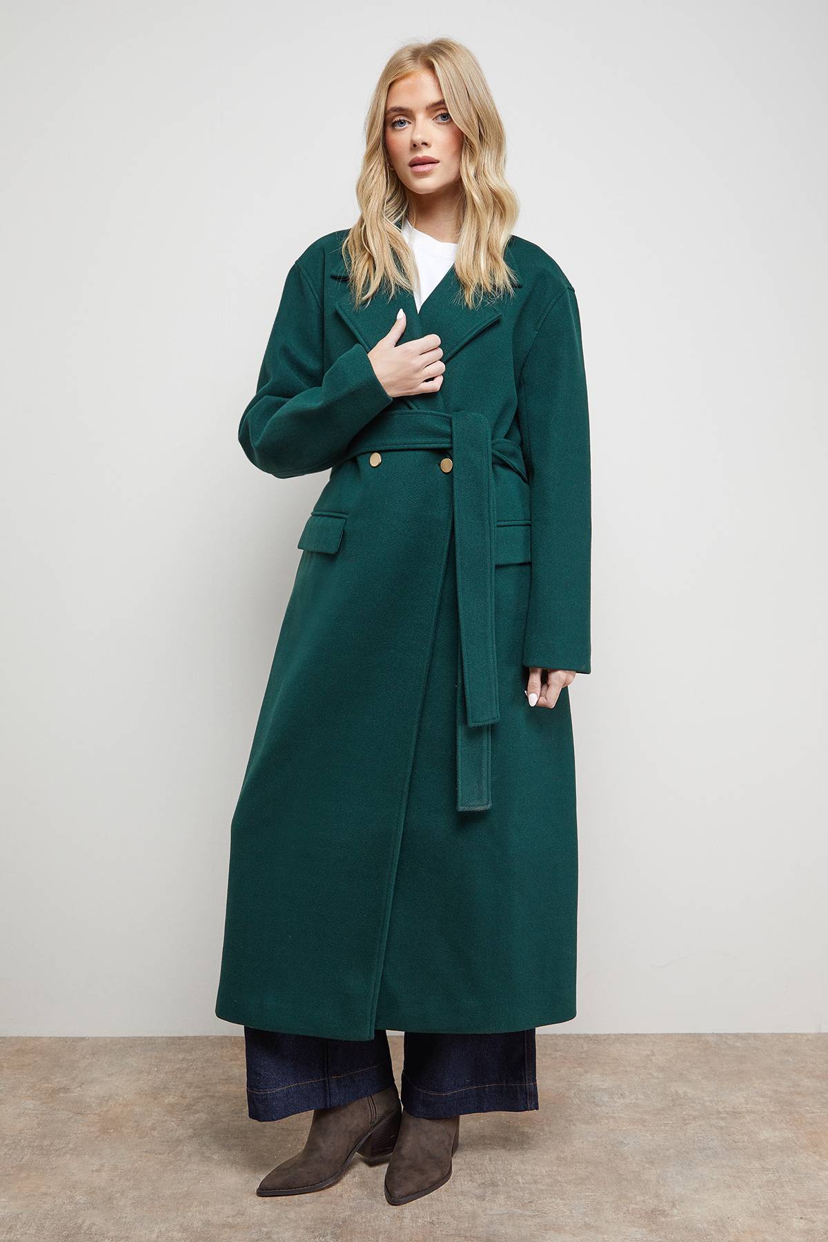 Oasis Manteau Mi-Long à Ceinture Nouée