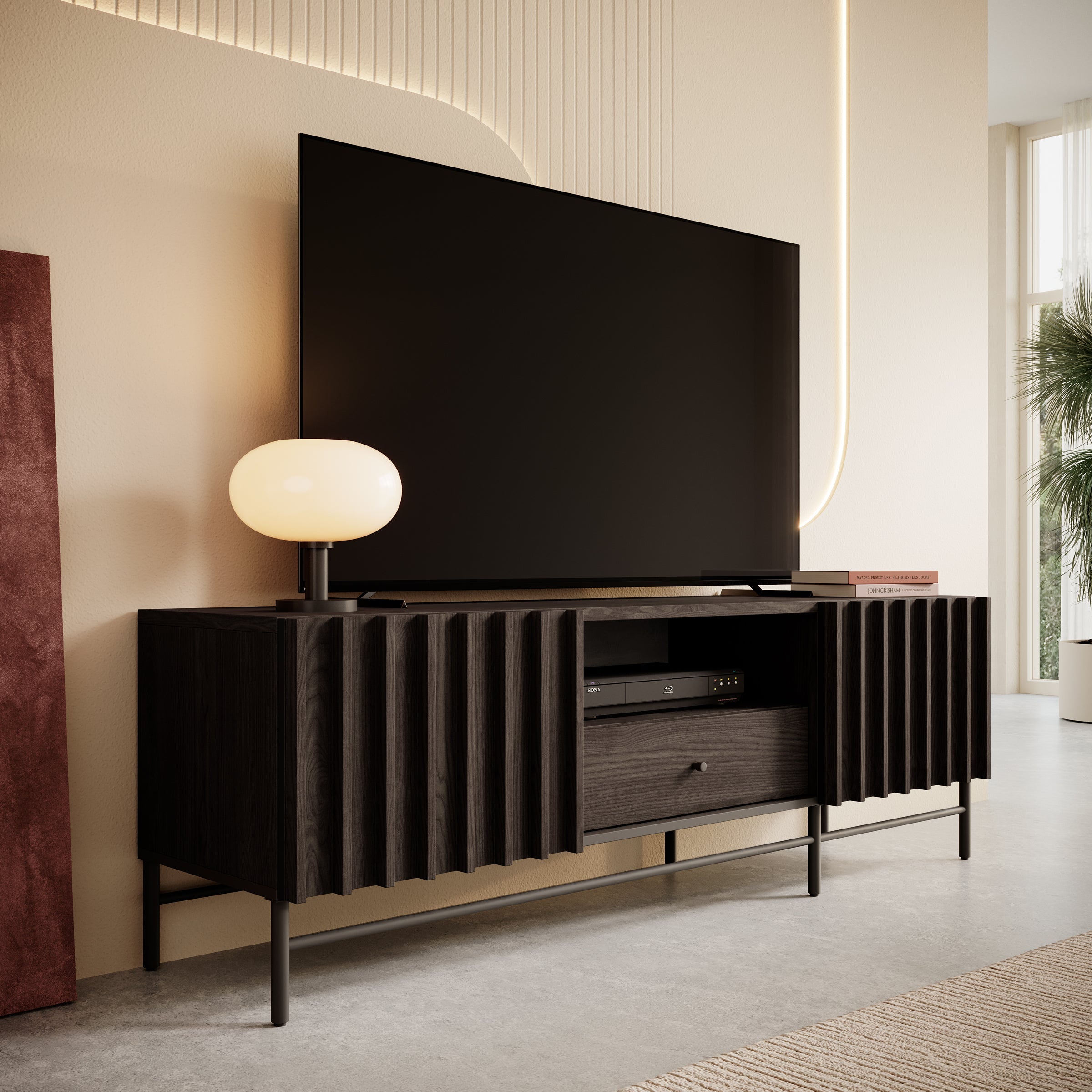 Meubella - TV-Meubel Paz - Donker eiken - 165 cm
