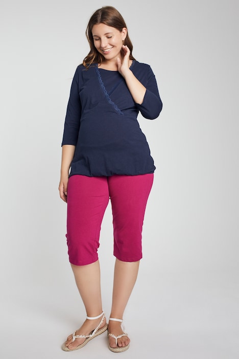 Bellieva-Shirt, Spitze, V-Ausschnitt, Biobaumwolle, GOTS