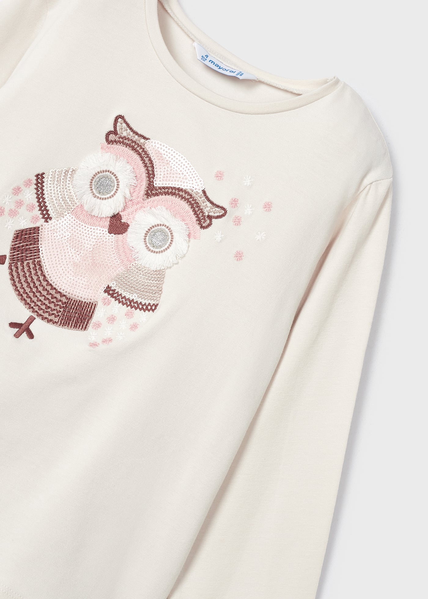 Camiseta de algodão bordada para meninas