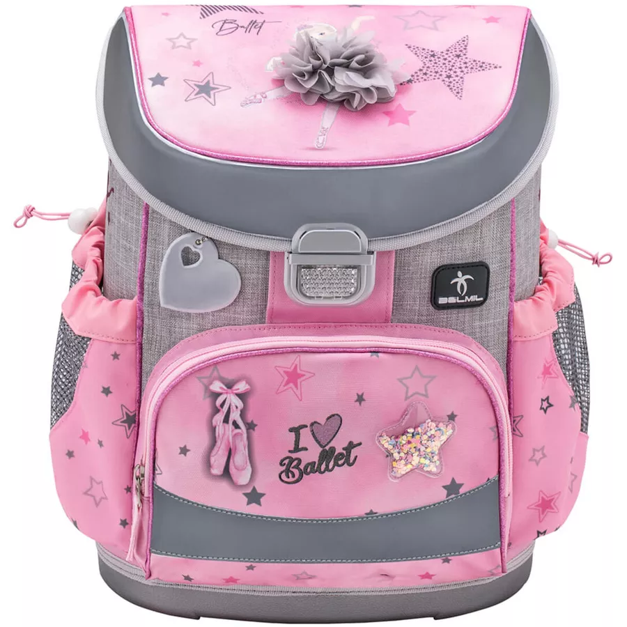 Belmil Schulranzen Mini Fit Schulranzen Set 4-teilig mit Brustgurt Ballet Light Pink