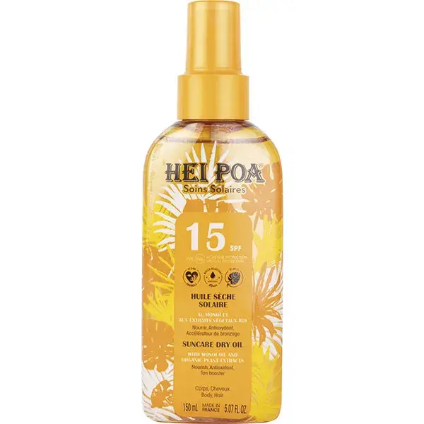 Protetor solar em óleo seco Hei Poa Sun Care FPS 15 150ml