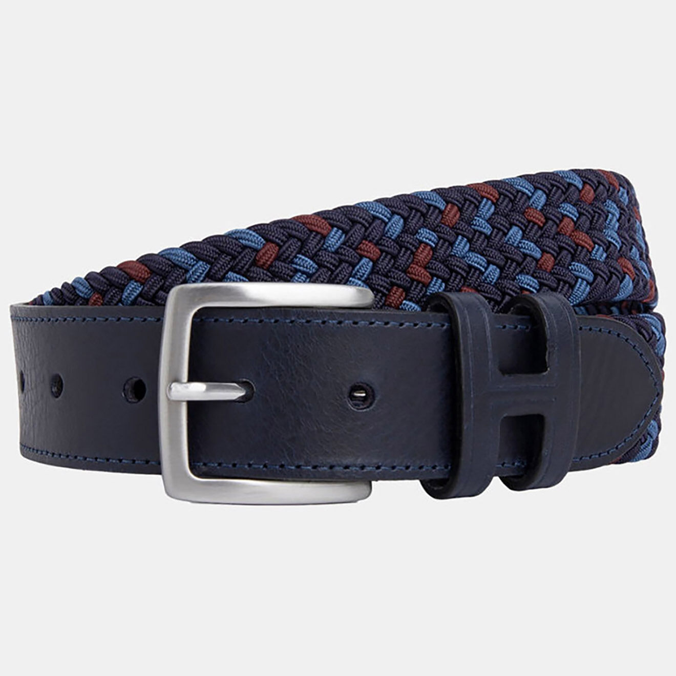 Hackett London Ceinture tressée bicolore bleu/rouge