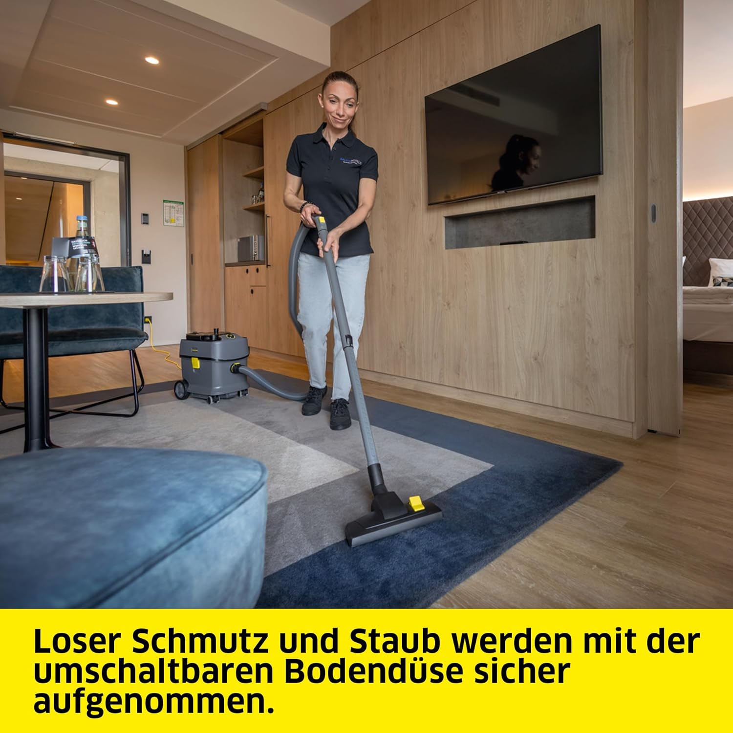Kärcher Trockensauger T 15/1 ADV HEPA, für Textil- und Hartböden, 15-l-Behälter, Leistung: 585 W, Schalldruckpegel: 52 db(A), Gewicht: 6,4 kg, Kabel: 12 m, Permanent-Filterkorb, HEPA-14-Filter