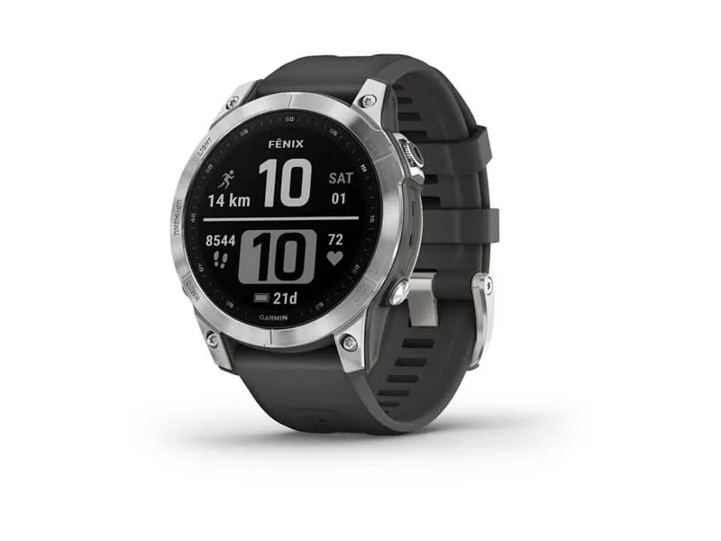 Garmin fenix 7 - 47 mm - sølv - sportsur med bånd - silikone - grafit - håndledsstørrelse: 125-208 mm - display 1.3