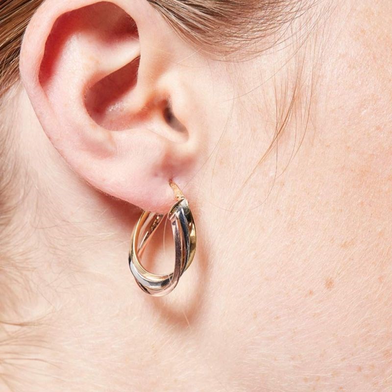 Boucles d'oreilles Or tricolore