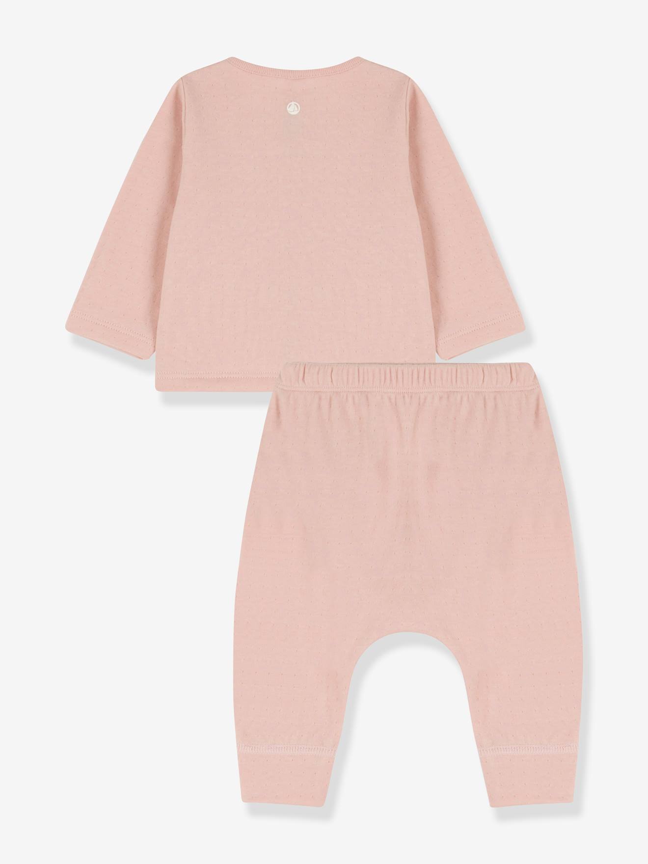 Conjunto de 2 peças PETIT BATEAU em malha tubular orgânica rosa