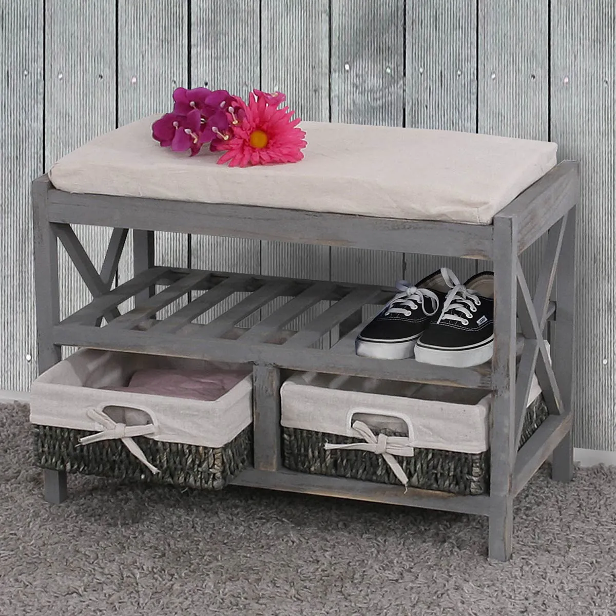 Decoshop26 Étagère à chaussures - Gris