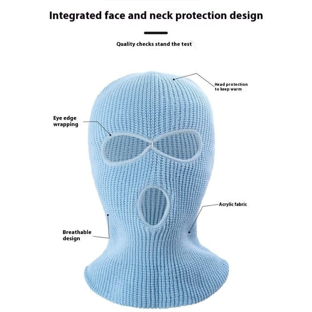 Vinter fuld ansigtsmaske Tre-huls Balaclava strikket hue hals damask