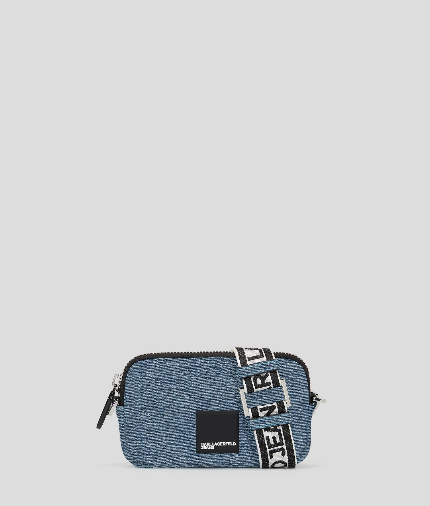 MINI SAC BANDOULIÈRE EN DENIM AVEC LOGO KLJ ENCADRÉ