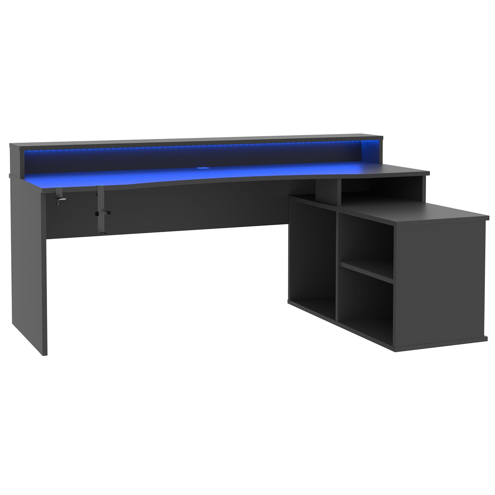 Gamer-Schreibtisch - schwarz - mit LED-Beleuchtung - 200 cm breit