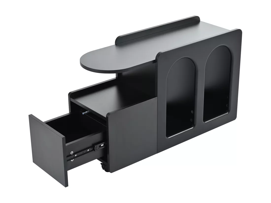 Buffet à roulettes - avec rangement multifonctionnel - designunique - Noir