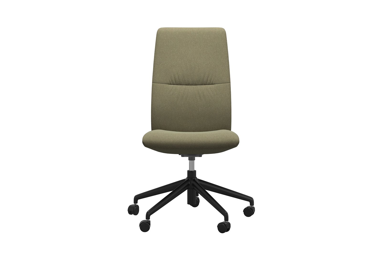 Mint kontorstol Høy stol i tekstil Calido Light Green uten arm og med matt sort understell