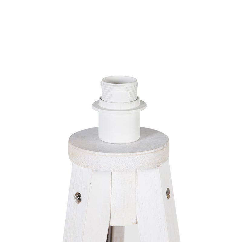 QAZQA - Country House I Vintage Landelijke Vloerlamp Tripod Wit - Tripod Klassiek I Woonkamer I Slaapkamer - Houten Langwerpig - LED Geschikt E27