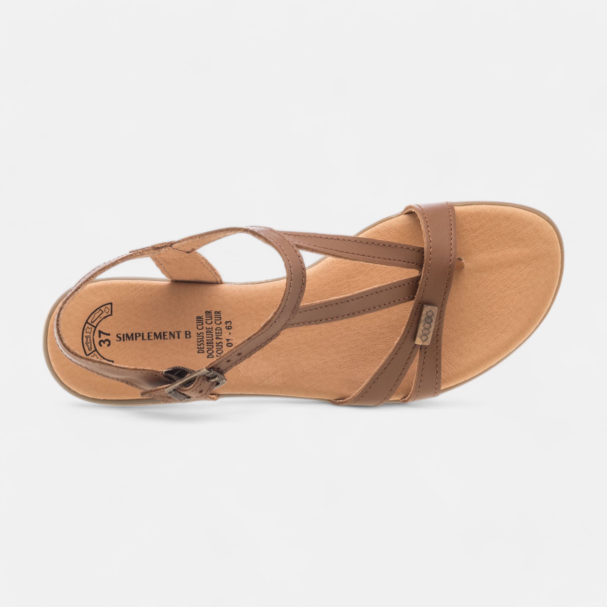 Sandales Femme en cuir cognac