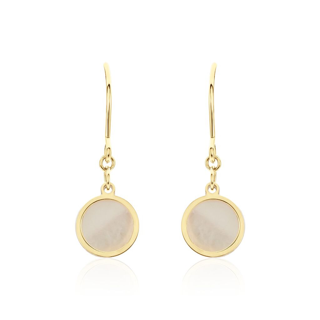 Boucles D'oreilles Pendantes Naïade Or Jaune Nacre