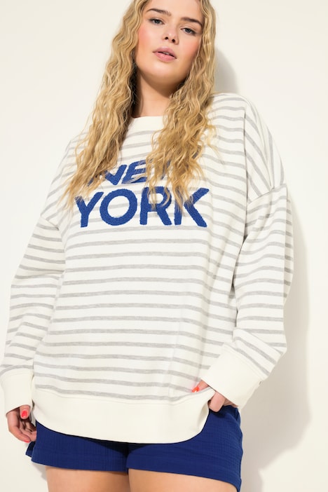 Sweatshirt, very oversized, Ringel, Statement, Rundhals, Langarm
