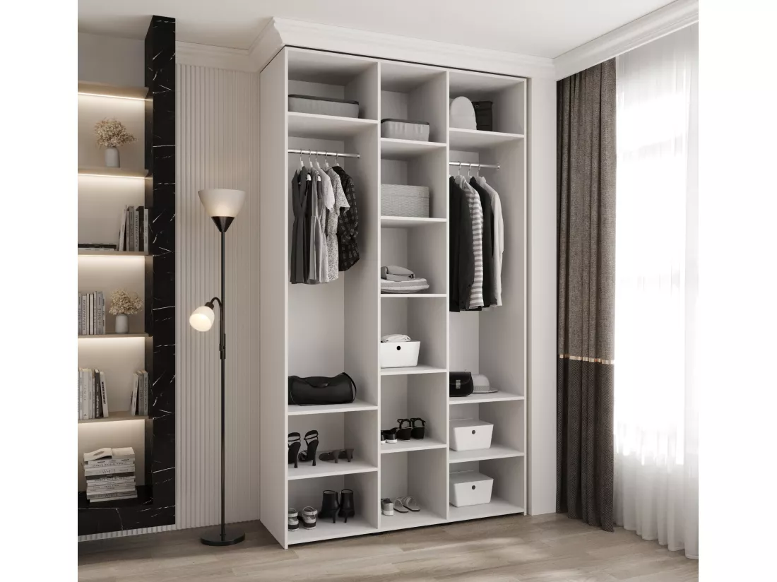 Armoire à portes battantes Como 1 245,5/140/50 3 portes (blanc/noir)